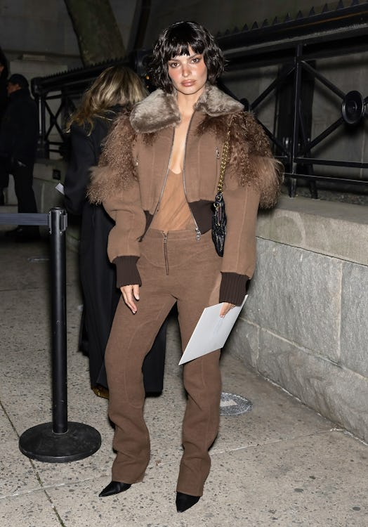 Emily Ratajkowski is seen arriving to Marc Jacobs Runway Show 2023