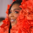 Lizzo orange makeup at the 65th GRAMMY Awards on February 05, 2023 in Los Angeles, California. (Phot...