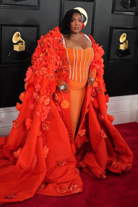 Lizzo wows in a Dolce & Gabbana number for the 2023 Grammys Red Carpet. Photo by Jeff Kravitz/FilmMa...