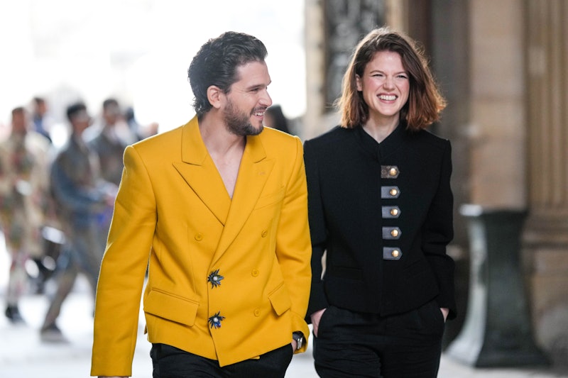 PARIS, FRANCE - JANUARY 19: Kit Harington and Rose Leslie are seen, outside Louis Vuitton, during th...