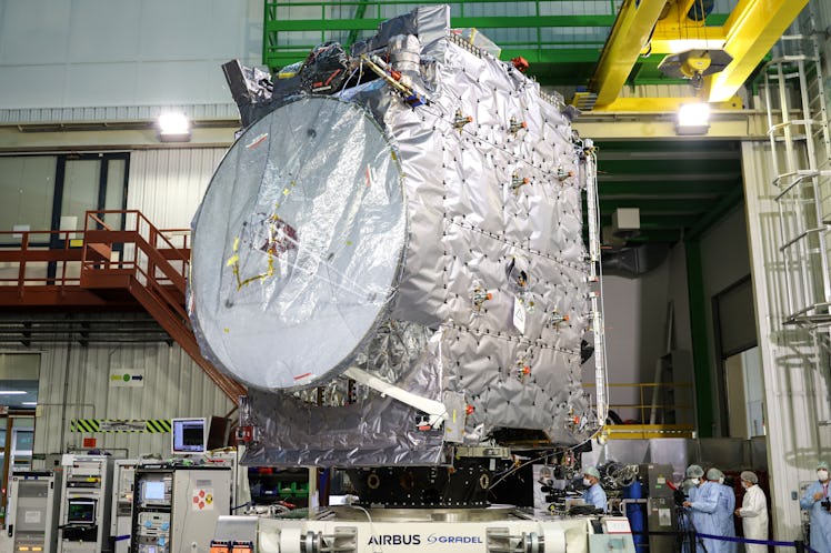 The ESA's (European Space Agency) "Juice" probe is unveiled for media in Toulouse, southwestern Fran...