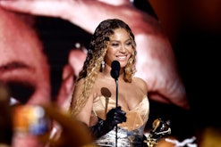 LOS ANGELES, CALIFORNIA - FEBRUARY 05: Beyoncé accepts Best Dance/Electronic Music Album for “Renais...