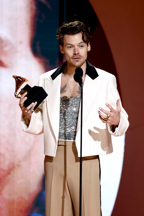 Harry Styles Brought Nipples & Sequins To The Grammys 2023 Red Carpet