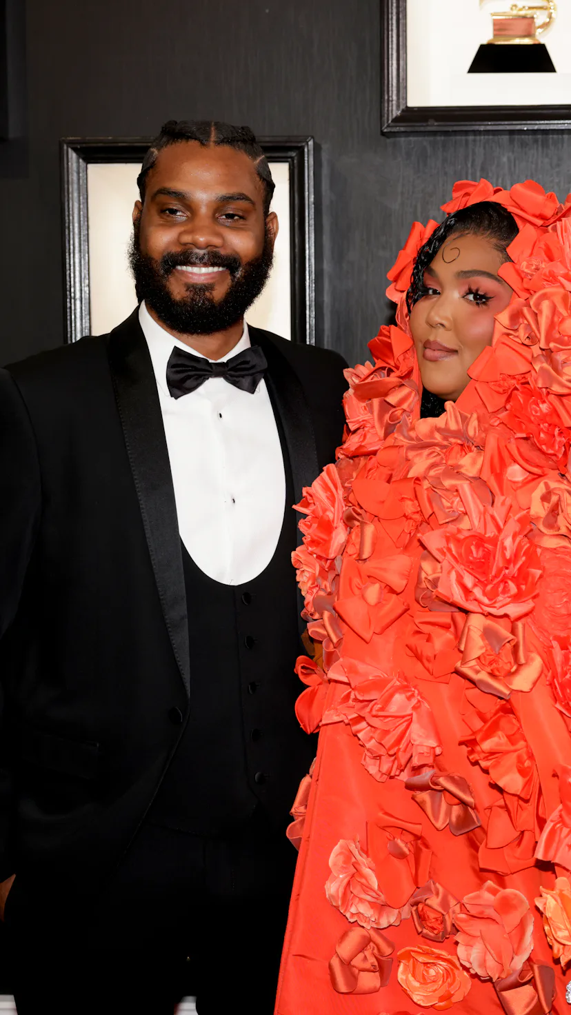 LOS ANGELES - FEBRUARY 5: Myke Wright and Lizzo arrive at THE 65TH ANNUAL GRAMMY AWARDS, broadcastin...