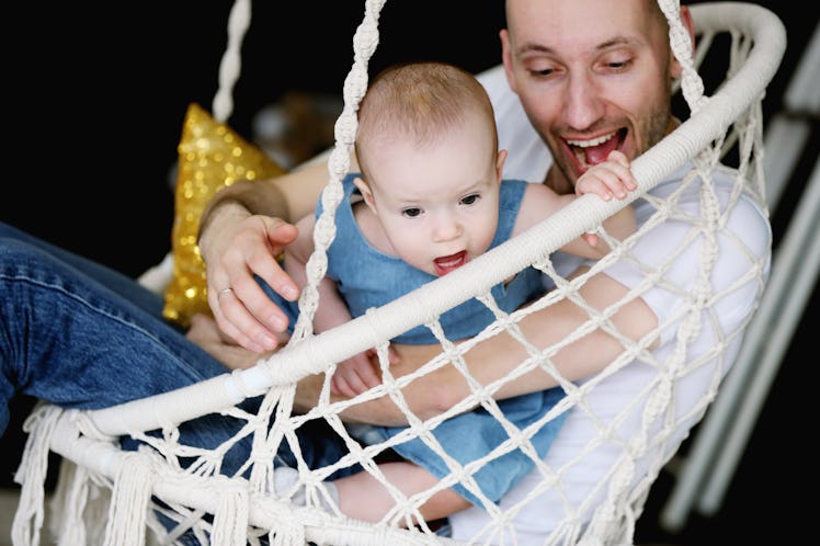 Family Moments At Home. Loving Father Spending Quarantine Time With His Beautiful Toddler Daughter S...