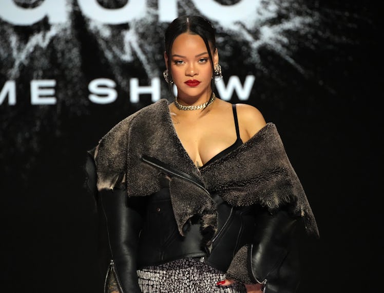 PHOENIX, ARIZONA - FEBRUARY 09: Rihanna speaks onstage during the press conference for Apple Music S...