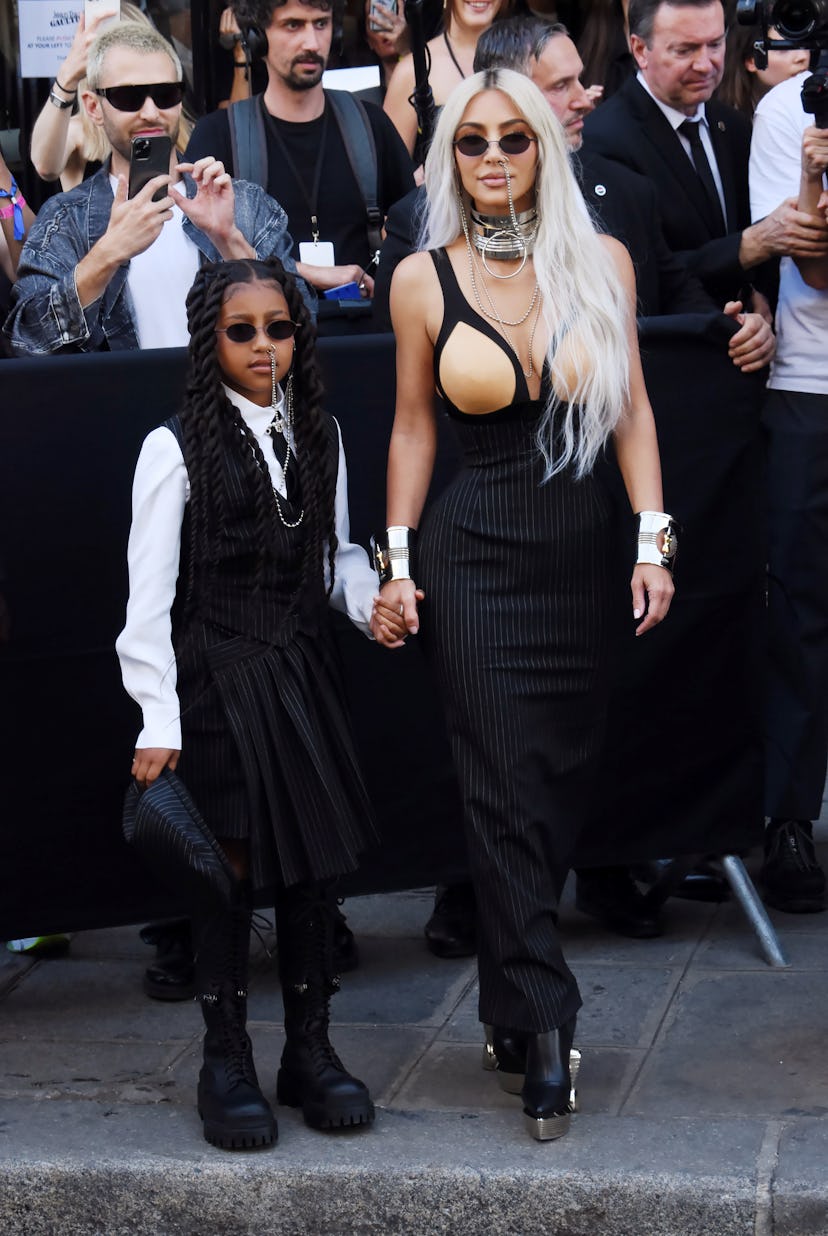 PARIS, FRANCE - JULY 06: North West and Kim Kardashian attend the Jean Paul Gaultier Couture Fall Wi...