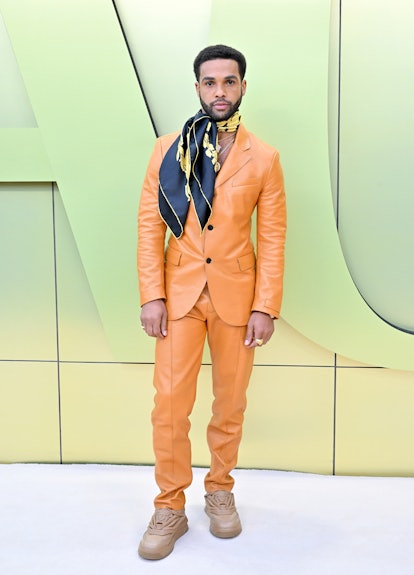 WEST HOLLYWOOD, CALIFORNIA - MARCH 09: Lucien Laviscount attends the Versace FW23 Show at Pacific De...