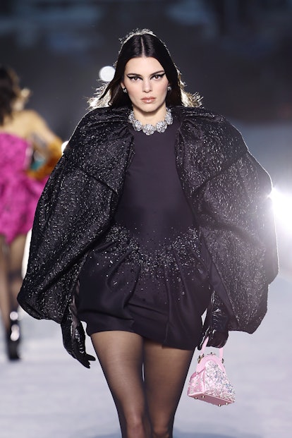 Kendall Jenner walks the runway during the Versace FW23 Show