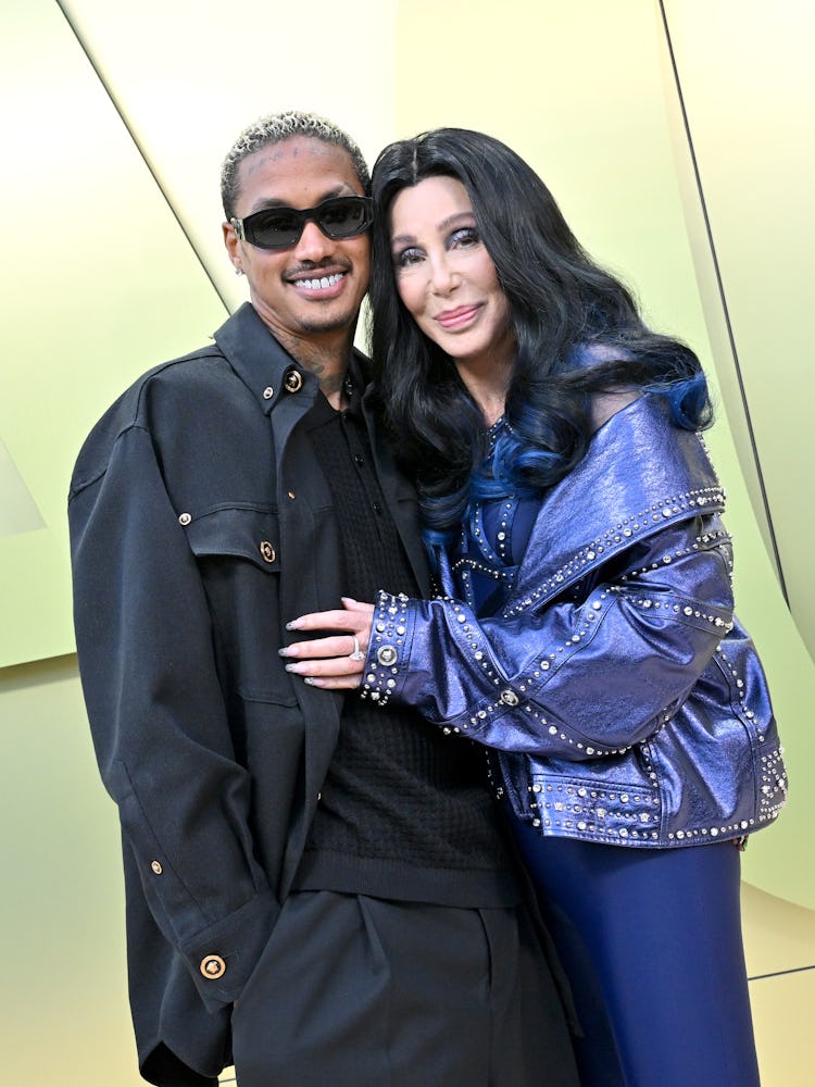 Alexander Edwards and Cher attend the Versace FW23 Show