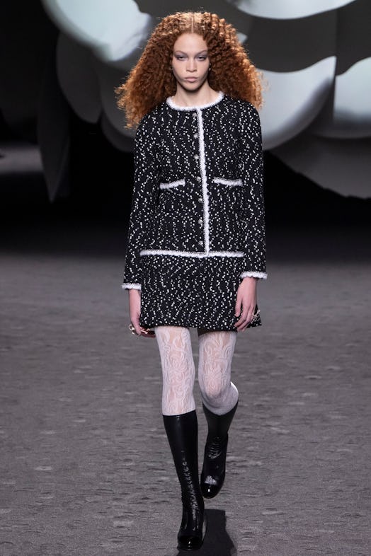 PARIS, FRANCE - MARCH 07: A model walks the runway during the Chanel Ready to Wear Fall/Winter 2023-...