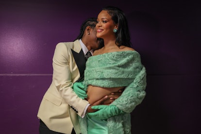 HOLLYWOOD, CA - MARCH 12: ASAP Rocky and Rihanna backstage at the 95th Academy Awards at the Dolby T...