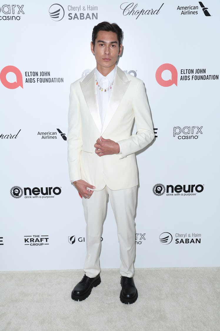 Evan Mock attends Elton John AIDS Foundation's 31st annual academy awards viewing party 