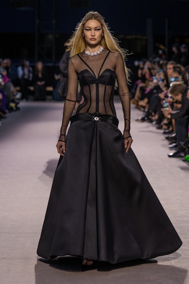 Gigi Hadid on the runway at Versace RTW Fall 2023