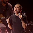 Lady Gaga performed "Hold My Hand" at the 2023 Oscars in no-makeup, jeans, and a T-shirt.