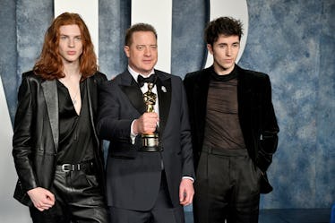 Brendan Fraser, Holden Fletcher Fraser and Leland Francis Fraser attend the 2023 Vanity Fair Oscar P...