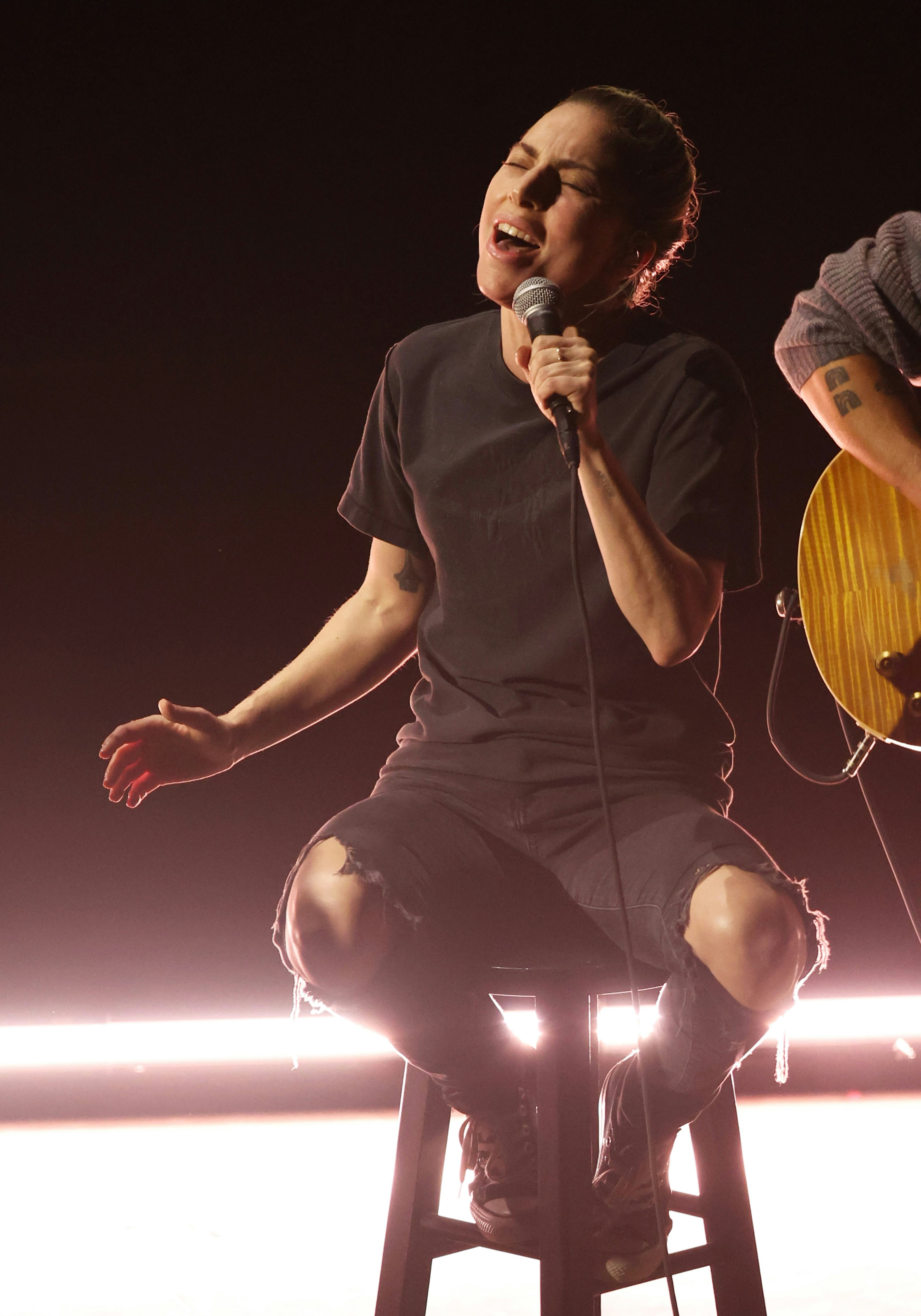 Lady Gaga sang "Hold My Hand" at the 2023 Oscars.