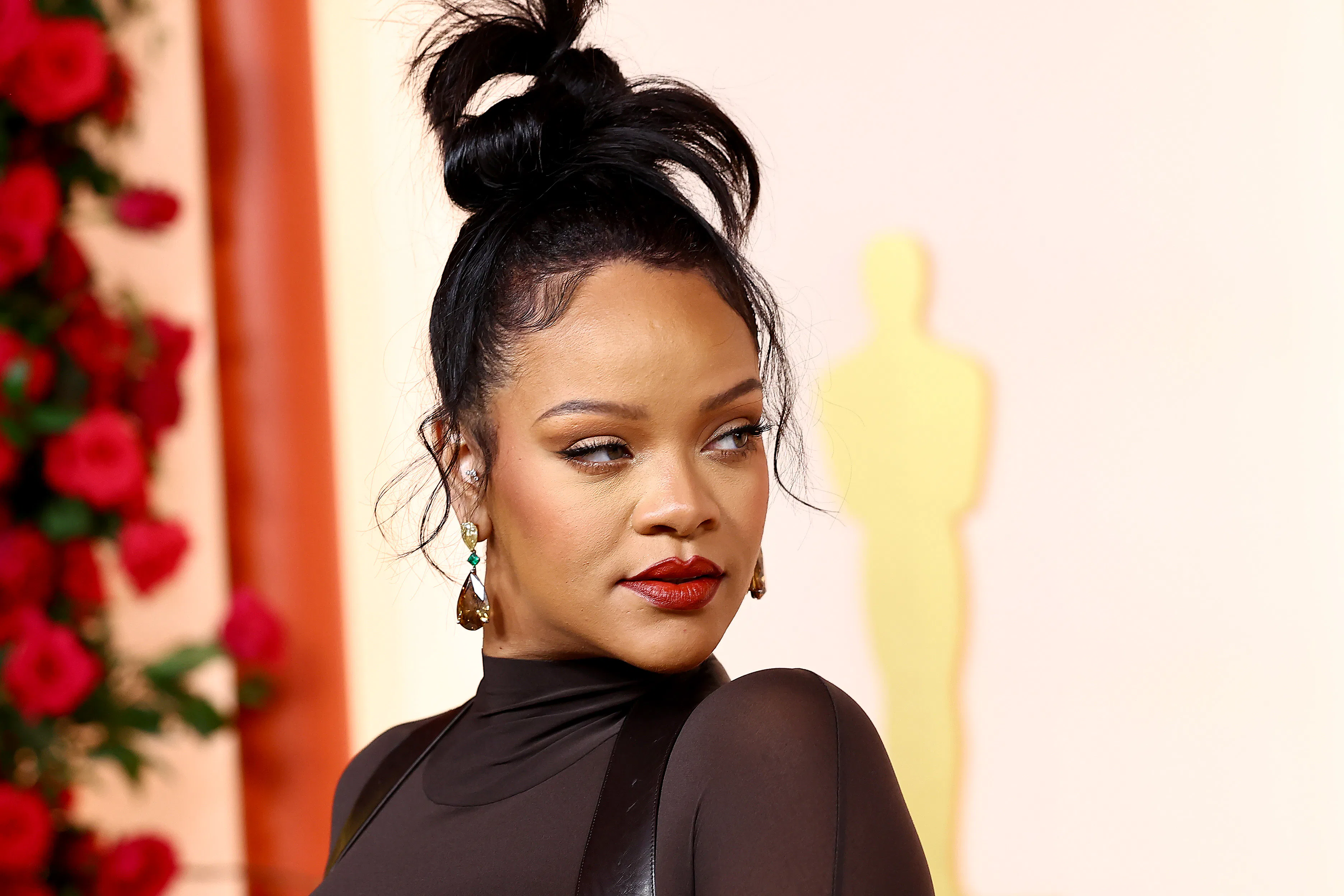 Rihanna Wore A Naked Dress With A Built-In Leather Bra & Belly Cut-Out
