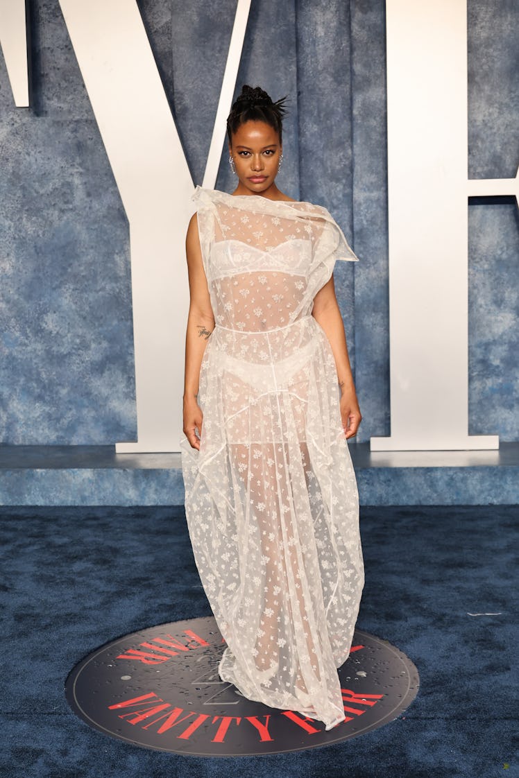 Taylour Paige attends the 2023 Vanity Fair Oscar Party 