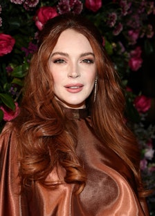 NEW YORK, NEW YORK - FEBRUARY 09: Lindsay Lohan attends the Christian Siriano Fall/Winter 2023 NYFW ...