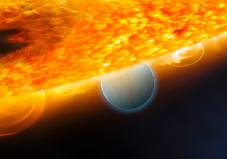 image of an exoplanet passing behinds its home star