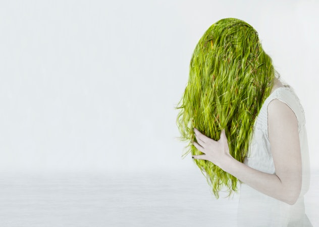 image of anonymous woman with long green hair in an article about leprechaun pranks for kids