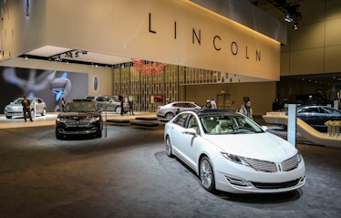 2014 Lincoln MKZ hybrid (in white) in the Lincoln area on family day at the Canadian International A...