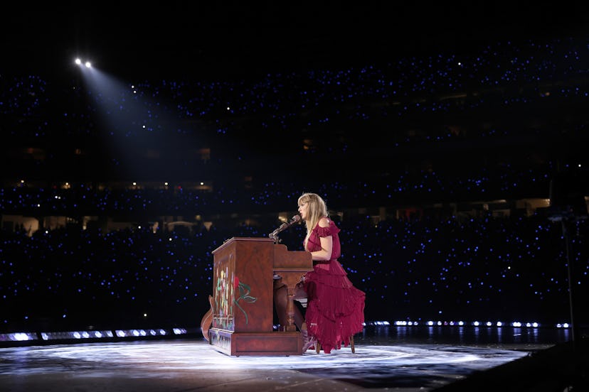 Taylor Swift performs onstage for the opening night of "Taylor Swift | The Eras Tour" at State Farm ...