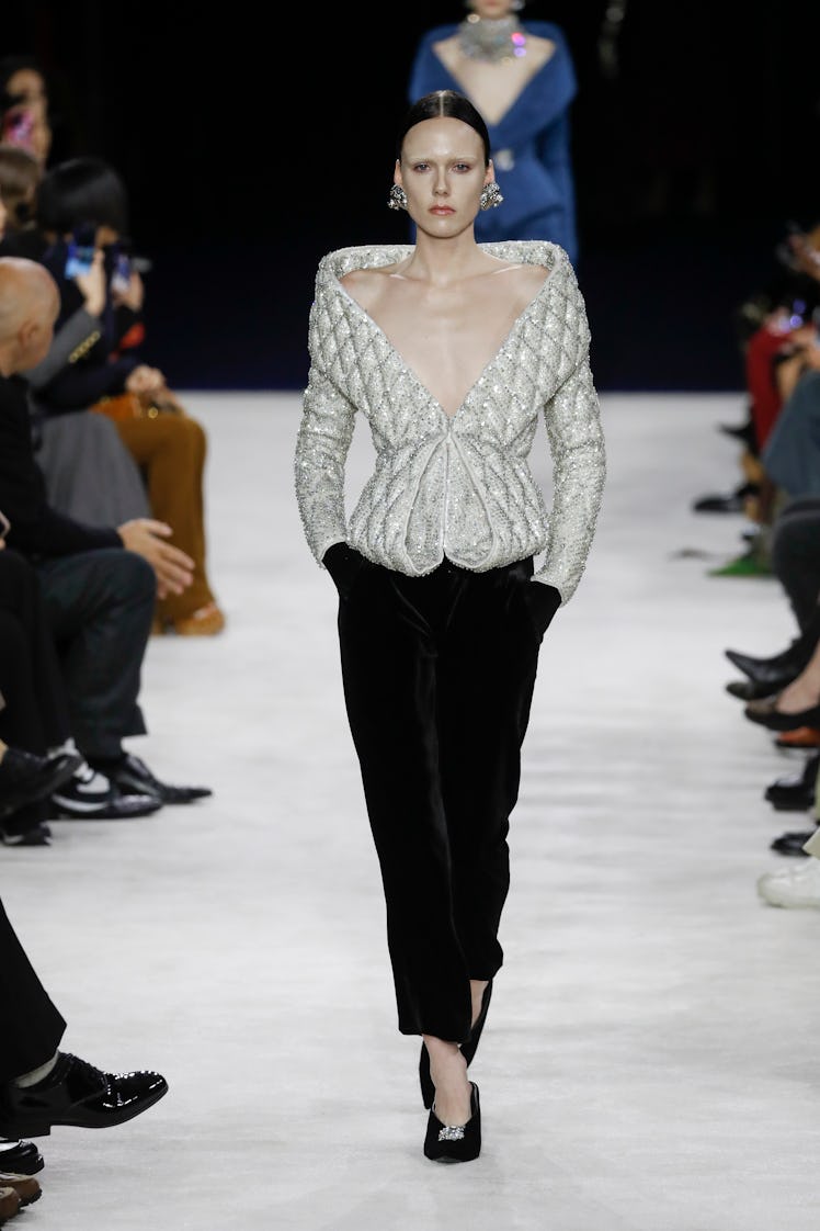 PARIS, FRANCE - MARCH 01: Kiki Willems walks the runway during the Balmain Ready to Wear Fall/Winter...