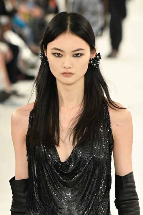 A model walks the runway during the Givenchy Womenswear Fall Winter 2023-2024 show as part of Paris ...