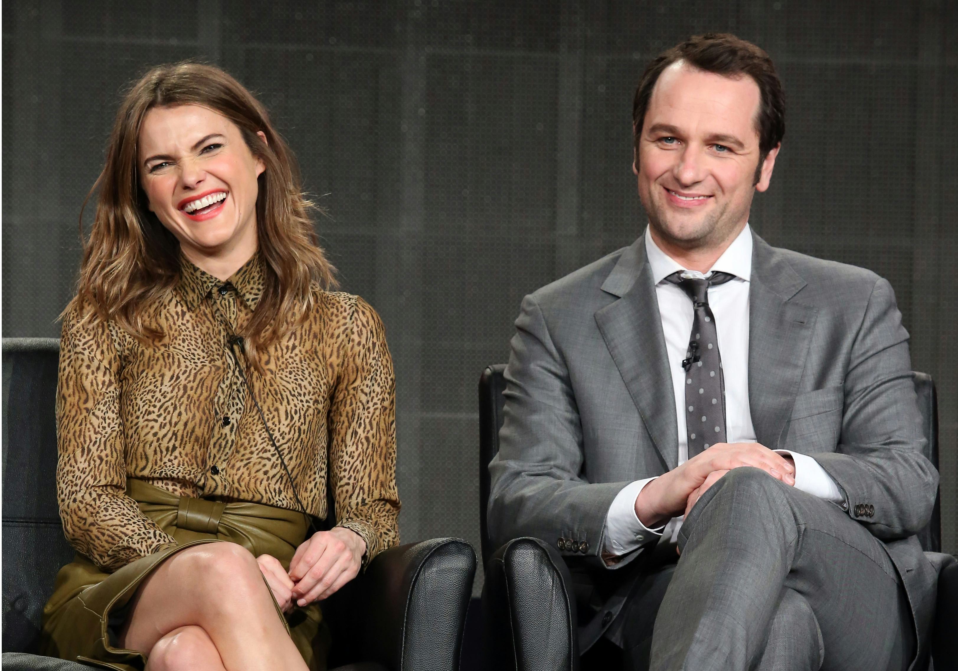 PASADENA, CA - JANUARY 18:  Actors Keri Russell (L) and Matthew Rhys speak onstage during the &lsquo;The A&hellip;
