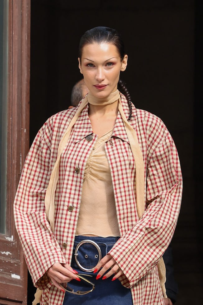 PARIS, FRANCE - OCTOBER 03: Bella Hadid attends the Paris Fashion Week - Womenswear Spring/Summer 20...