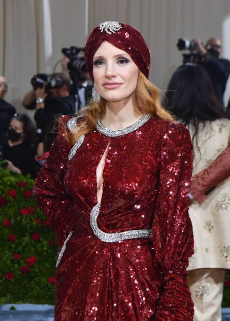 US actress Jessica Chastain arrives for the 2022 Met Gala