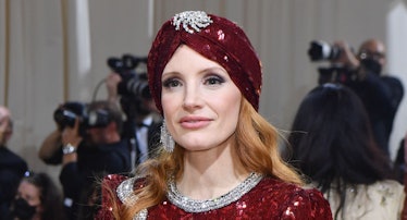 US actress Jessica Chastain arrives for the 2022 Met Gala