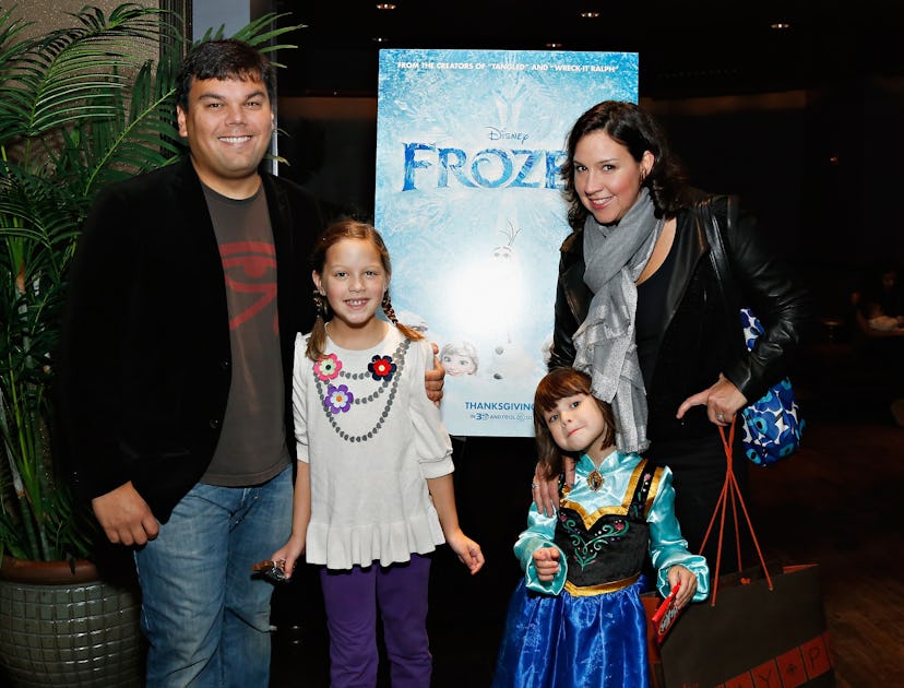 Robert Lopez, Kristen Anderson-Lopez and their daughters at the ‘Frozen’ premiere in 2013. Photo via…