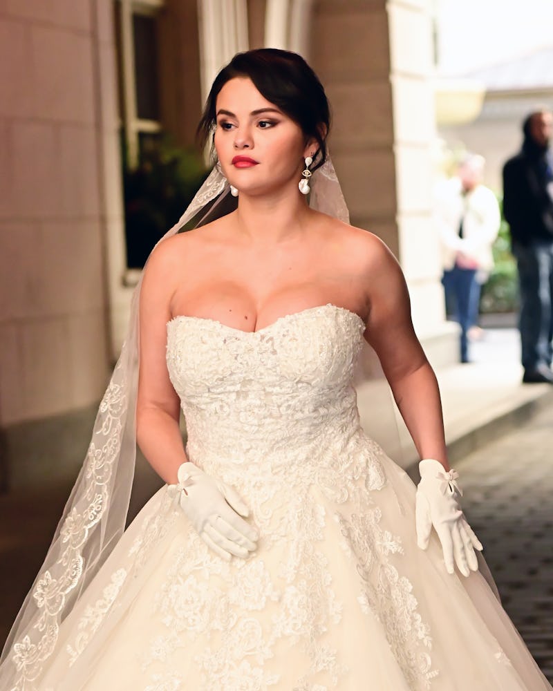 Selena Gomez bridal hair and makeup for "Only Murders in the Building" 2023