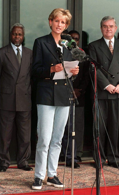  Diana, Princess Of Wales wears Superga sneakers in Angola. 