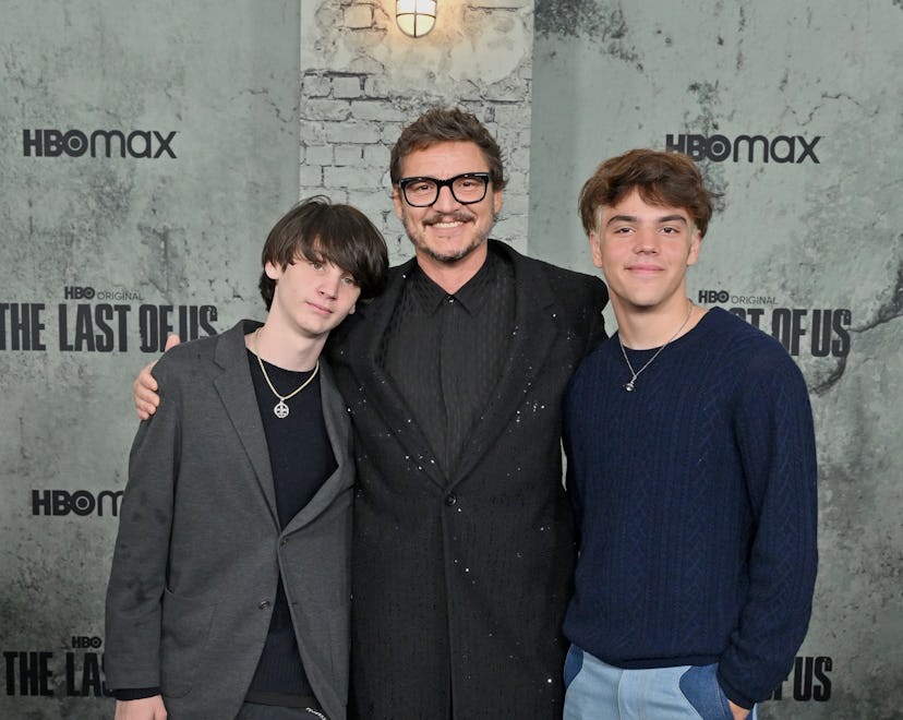 LOS ANGELES, CALIFORNIA - JANUARY 09: Pedro Pascal and nephews attend the Los Angeles Premiere of HB...