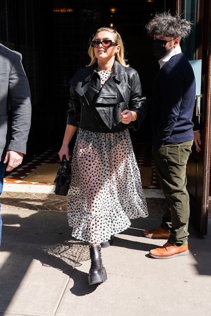 Florence Pugh wore a sheer dress in New York City.