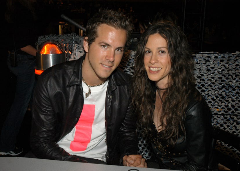 Alanis Morissette and Ryan Reynolds during 2003 MTV Movie Awards  - Backstage and Audience at The Sh...