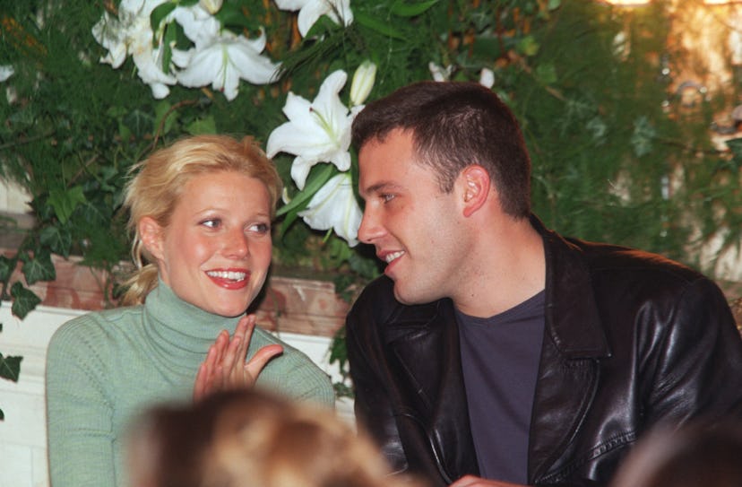 (Original Caption) Gwyneth Paltrow and Ben Affleck attended the fashion show. (Photo by Stephane Car...