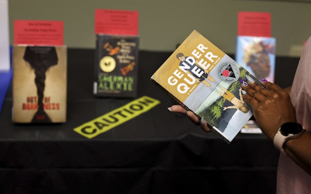 The book "Gender Queer," by Maia Kobabe, seen here at the Lincoln Belmont branch of the Ch...