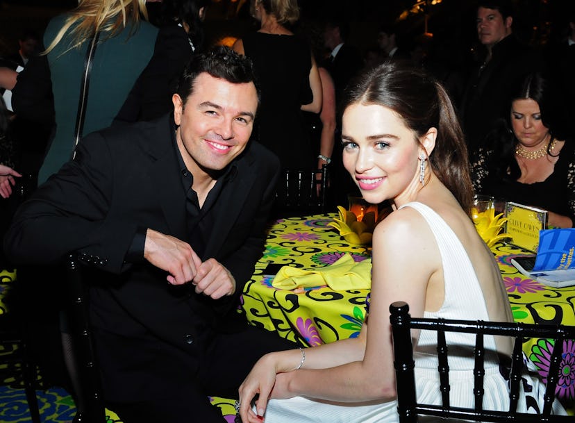 LOS ANGELES, CA - SEPTEMBER 23: Producer Seth MacFarlane and actress Emilia Clarke attend HBO's Offi...