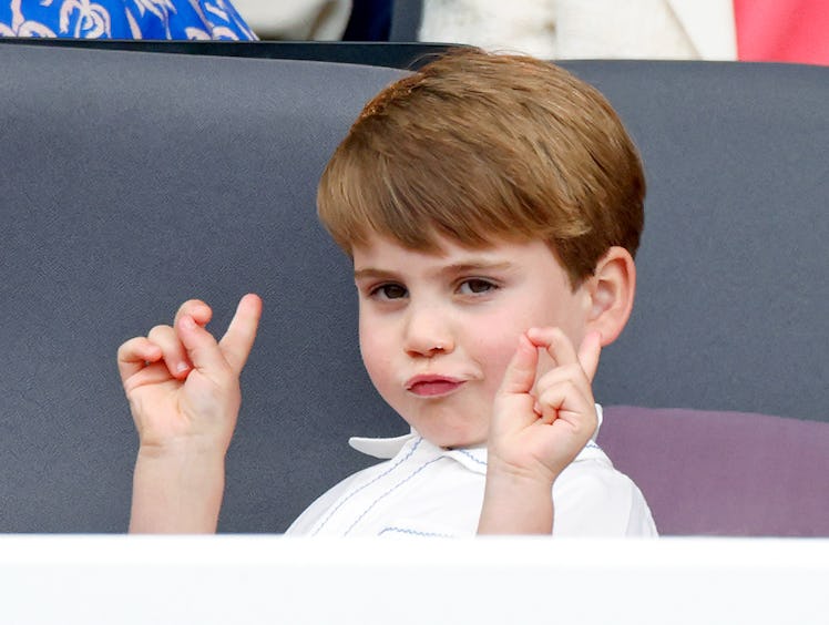 Prince Louis of Cambridge attends the Platinum Pageant on The Mall on June 5, 2022 in London, Englan...