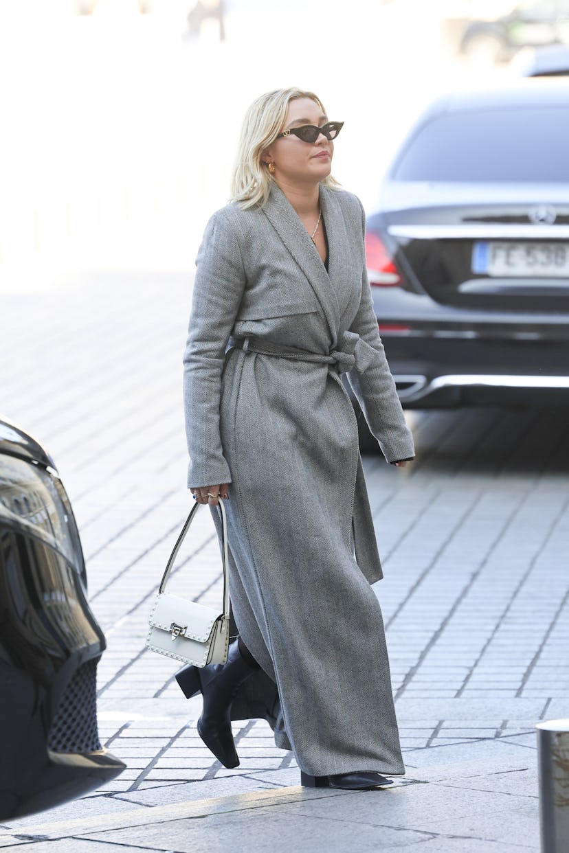 Florence Pugh's street style during the Paris Fashion Week Fall 2023 season. 