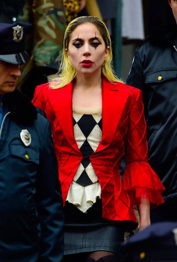 NEW YORK, NEW YORK - MARCH 25: Lady Gaga on location for the first day of filming 'Joker: Folie a De...