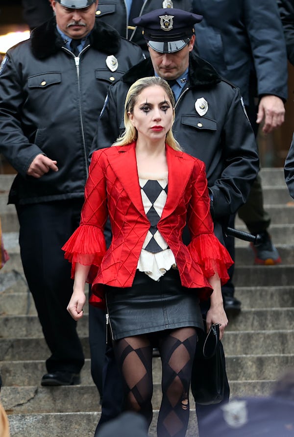 NEW YORK, NEW YORK - MARCH 25: Lady Gaga is seen on the set of "Joker: Folie a Deux" on March 25, 20...