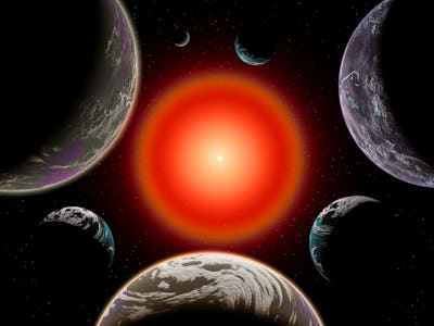 Artists concept of the Trappist-1 star system located in the constellation of Aquarius. This star sy...
