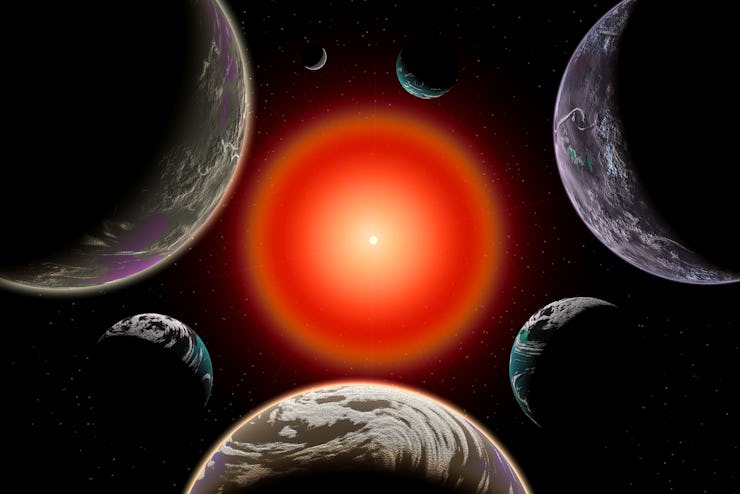 Artists concept of the Trappist-1 star system located in the constellation of Aquarius. This star sy...