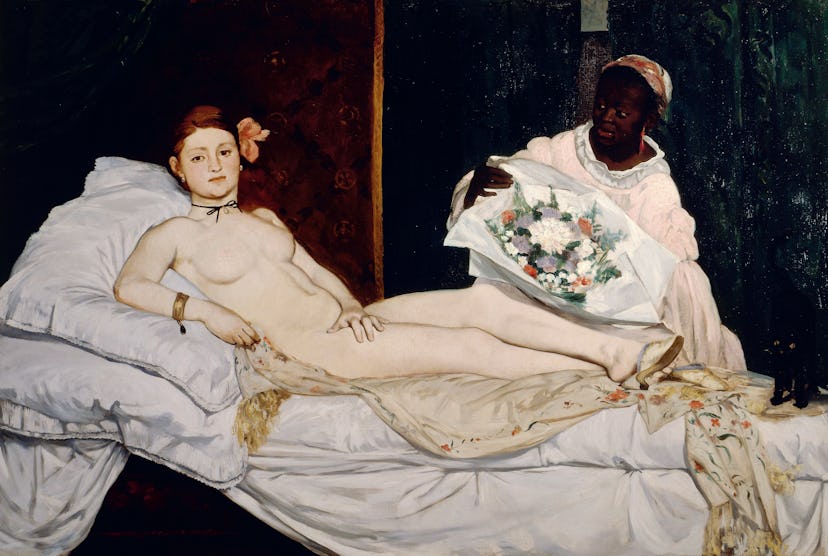 FRANCE - CIRCA 2002:  Olympia, 1863, by Edouard Manet (1832-1883), oil on canvas, 130x190 cm. (Photo...